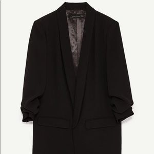 Zara ruched sleeve crepe blazer Small